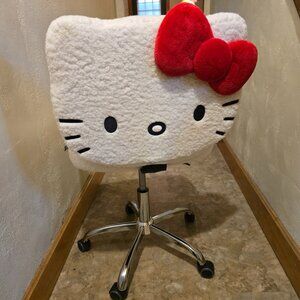 Impressions Hello Kitty Sherpa Swivel Rolling Vanity Chair-Adjustable Height